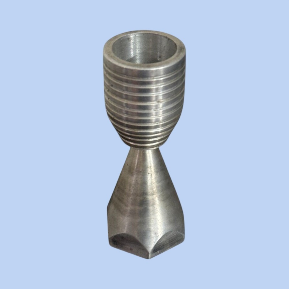 Vintage Geometric Candlestick Holder MCM Modernist Aluminum Space Age Brutalist